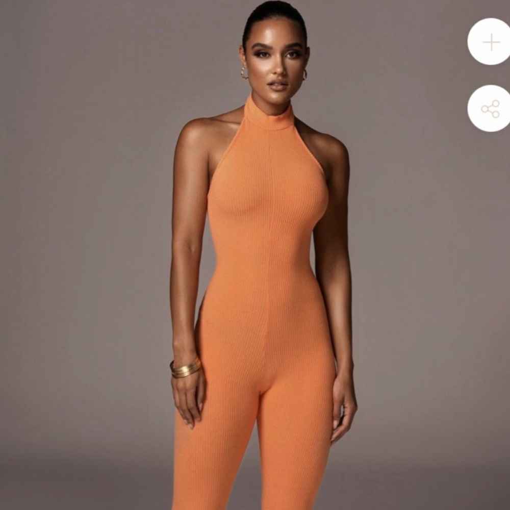 ORANGE Cynzia Halter Jumpsuit JLUXLABEL
